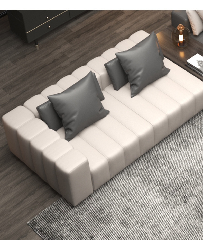 意式极简轻奢直排钢琴沙发大户型客厅转角后现代简约科技布组合