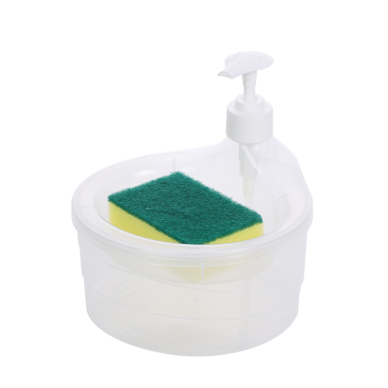 Cross-Border Kitchen Cleaning Kitchen Detergent Sponge Dispenser Press Automatic Soap Dispenser Dish Brush Combination