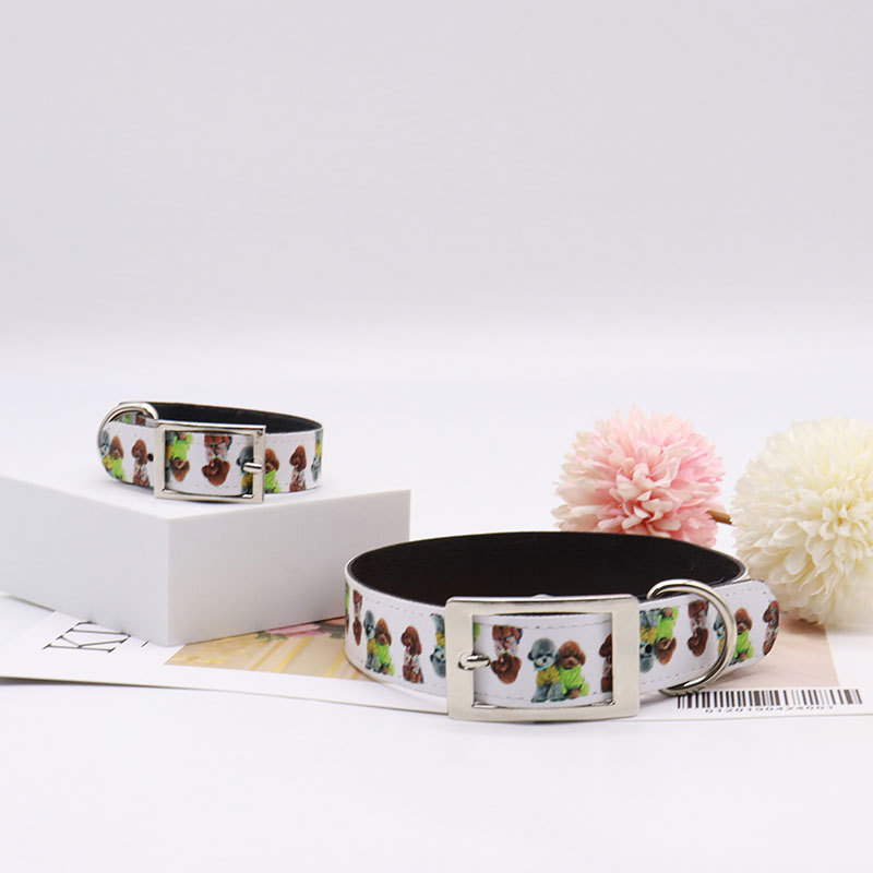 Factory Wholesale Pu Sublimation Leather Pet Collar Thermal Transfer DIY Blank Consumables Pet Belt Adjustable