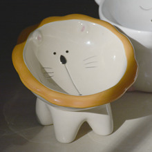 猫碗陶瓷猫咪饭碗水碗大口径高脚碗斜口碗狗碗可爱狮子护颈宠物碗