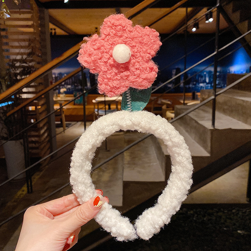 Korean New StellaLou Rabbit Ears Hair Hoop Women's Plush Amusement Park Cute Headband Small Flower Mickey Headband