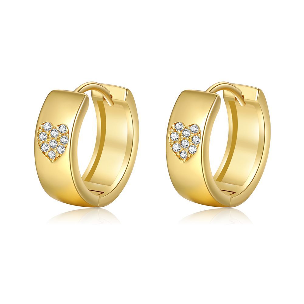 New European and American Foreign Trade Hot Sale Heart-Shaped Diamond Earrings 3-Piece Copper Inlaid Zirconium Golden Versatile Love Heart Earrings Women