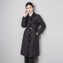 2514407-轻奢90白鹅绒修身显瘦腰带过膝长款羽绒服外套防风保暖女