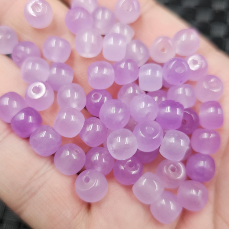紫罗兰老型珠玉石散珠紫色石英岩玉路路通手链项链饰品配件手工珠