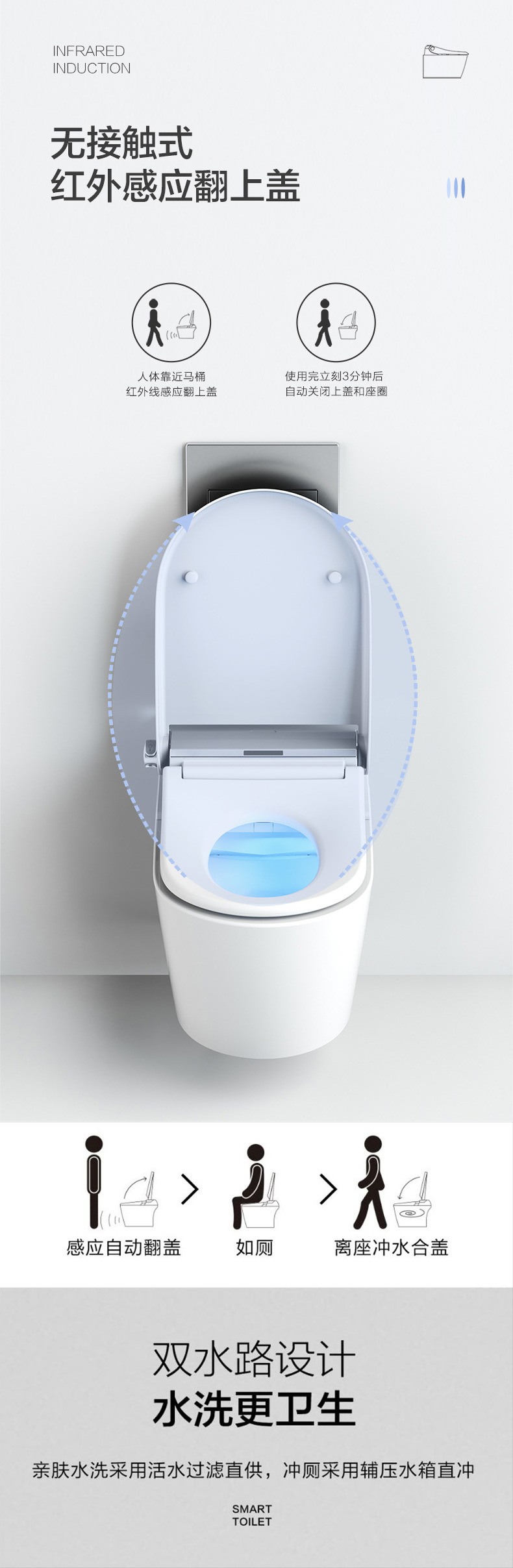 日本壁挂一体智能马桶ces802cs家用隐蔽自动开盖墙排马桶