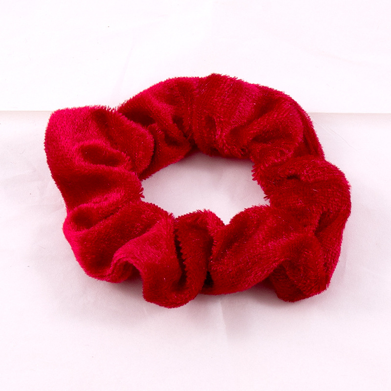 Cross-Border South Korea Dongdaemun European and American Style Flannel Large Intestine Hair Band Golden Velvet Cloth Top Cuft Headband Hair Rope Hair Accessories Wholesale