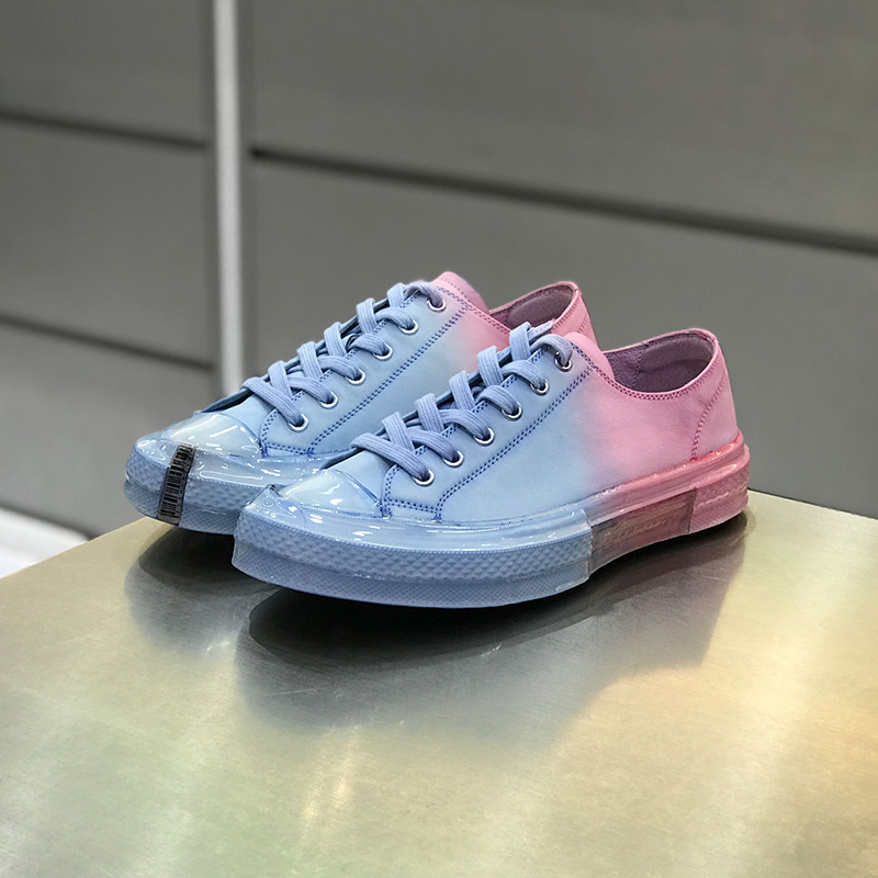 喷漆涂鸦板鞋真皮学生休闲国潮鞋渐变滴胶运动潮鞋做旧溶解小白鞋