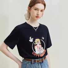 【范思蓝恩x卓别名联名】复古童趣可爱印花圆领t恤女夏季短袖上衣
