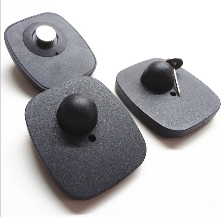 超市rf防盗标签黑色大小方射频硬标签超市商场服装毛巾eas防盗扣