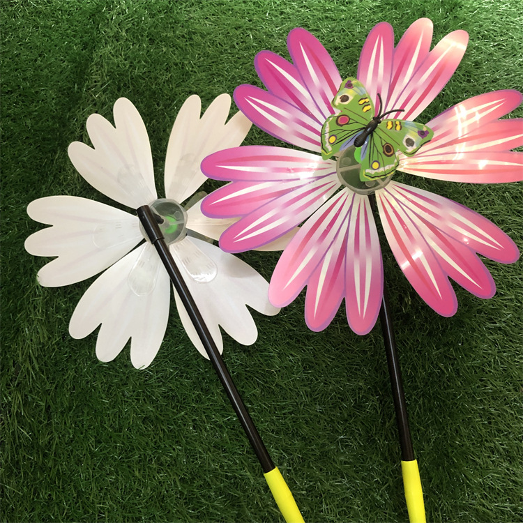 Factory Direct Sales New Windmill Decoration Garden Environmental Protection Spring Plastic 18-Corner Flower Hand-Held Pinwheel