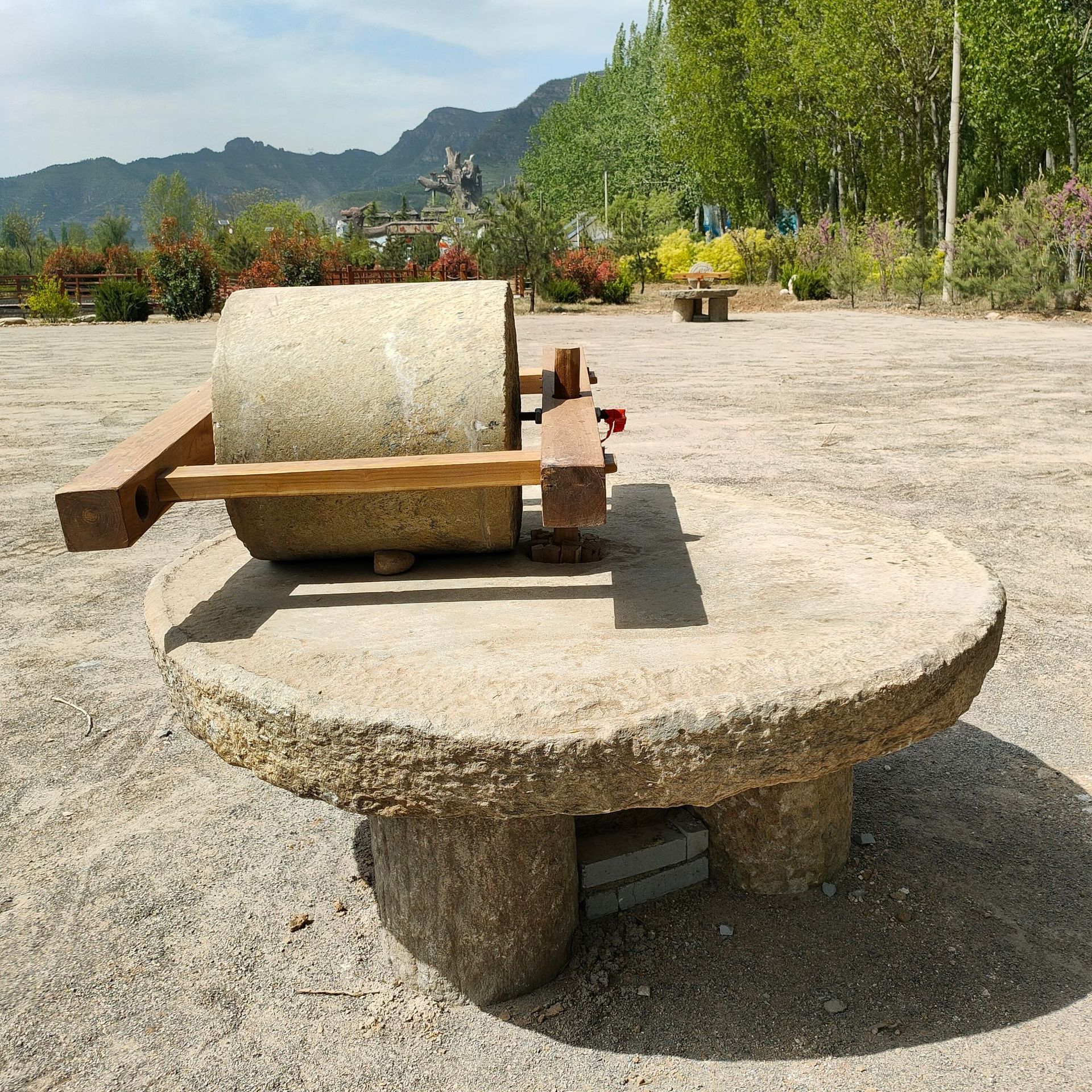 农村老石碾子大碾盘石碾子旧磨盘古建石磨子旧石器老物件整套农家