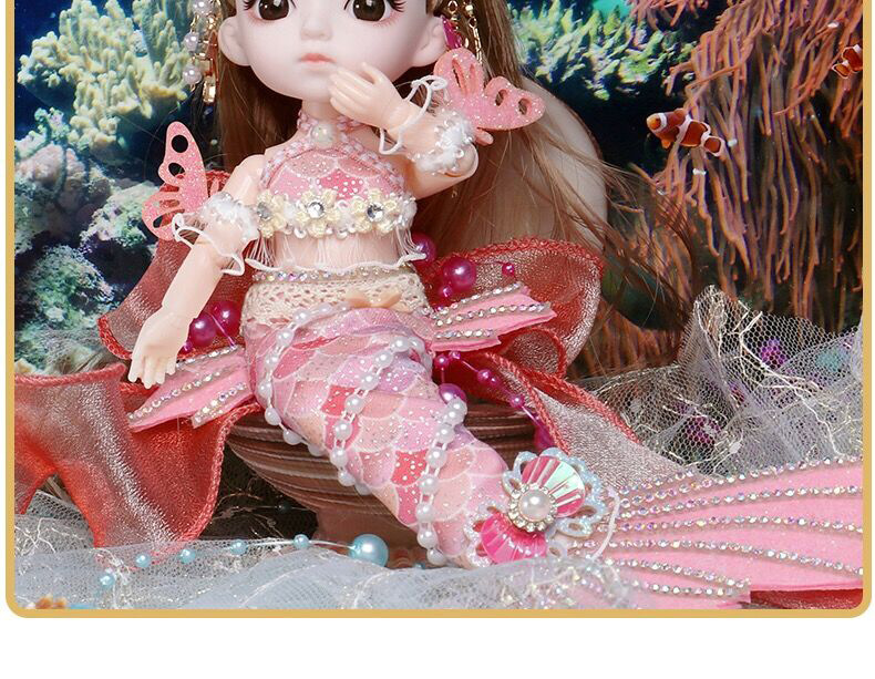 歌莉儿14关节美人鱼公主洋娃娃礼盒装女孩换装bjd人偶玩具过家家