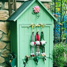 户外花园庭院储物柜工具复古铁艺向日葵树脂斑马装饰柜子挂钩墙饰