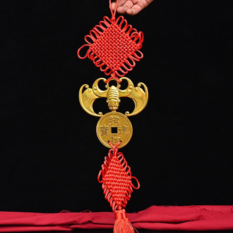 纯铜蝙蝠钱福鼠吊房梁化横梁招财进宝福在眼前居家金钱蝙蝠铜挂件