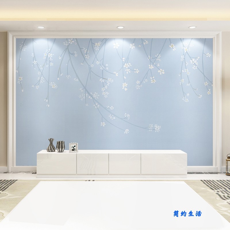 3d电视背景墙纸现代简约素雅5d电视墙壁纸8d极简花卉客厅卧室墙布