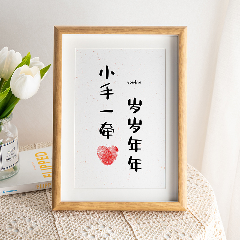 Wooden Photo Frame Hollow Creative Photo Frame Table Decoration Wholesale 8-Inch Rest of Life with Your Copywriting Skills Couple Inkpad Picture Frame