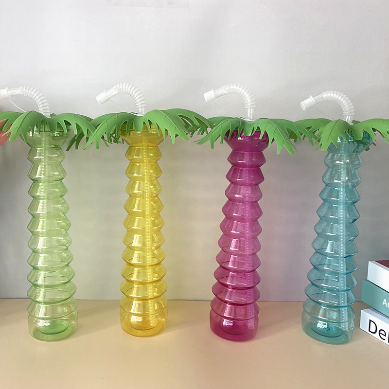 Factory Summer New Creative Coconut Children's Cup with Straw Personalized Entertainment Disposable Plastic Water Cup