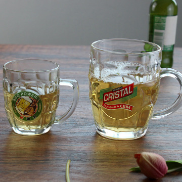 带把手啤酒杯大菠萝玻璃啤酒杯小菠萝杯加印logo图案促销啤酒杯
