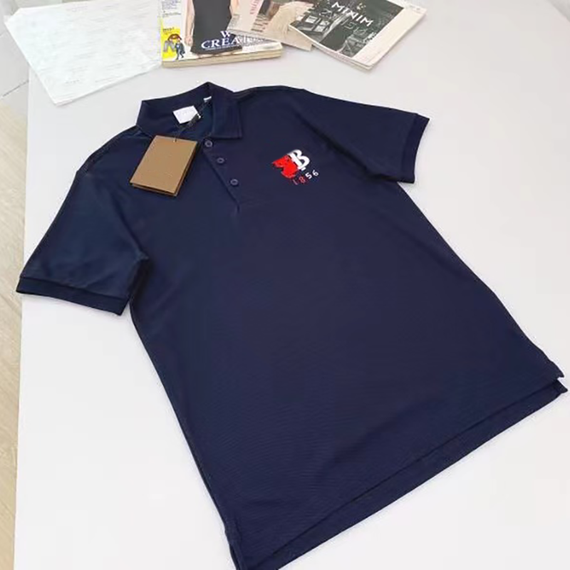 夏季休闲日常b家战马拼接tb字母刺绣款棉翻领短袖男式polo衫t恤