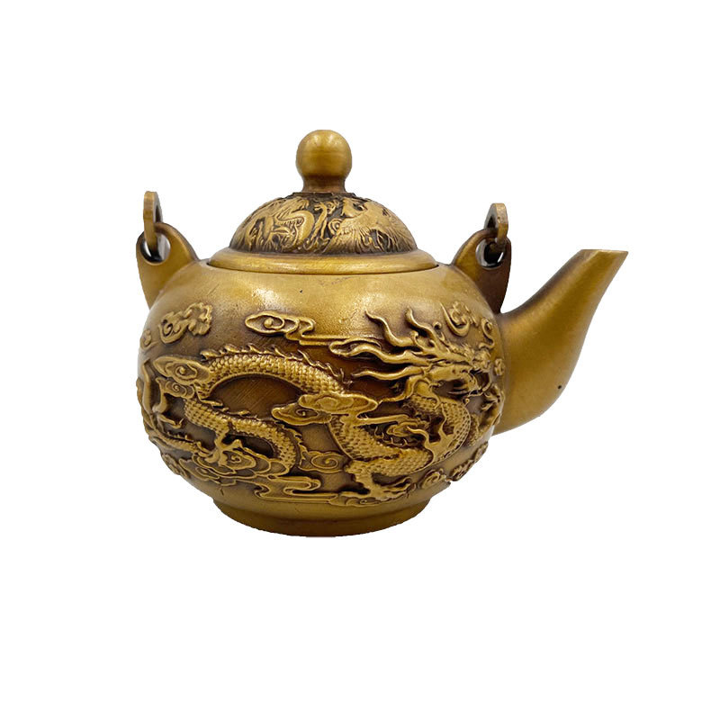 古玩纯铜黄铜做旧龙凤提梁壶壶宣德年造铜壶铜器收藏摆件仿古家居