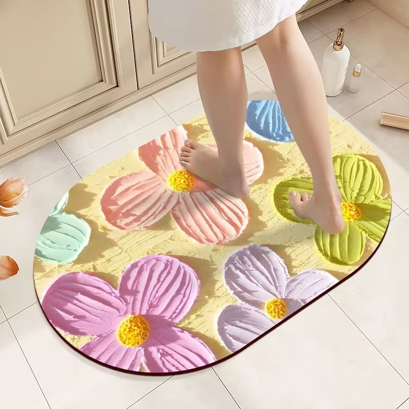 Expansion Wind 3D Oil Painting Bathroom Mat Household Bathroom Entrance Absorbent Floor Mat Non-Slip Diatom Ooze Door Mat