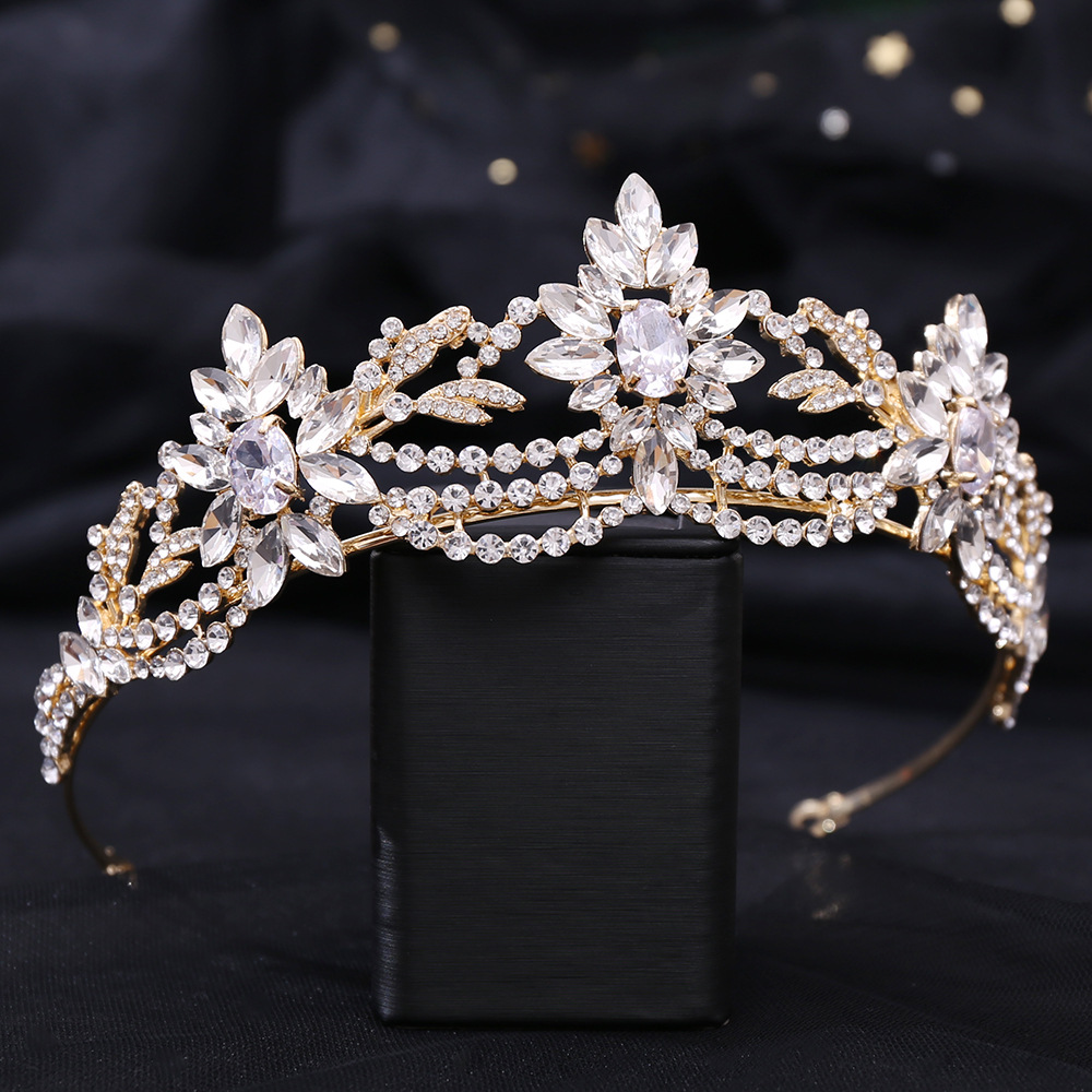 新款欧式锆石新娘头饰品 合金水晶公主婚礼皇冠镶钻大气结婚发饰