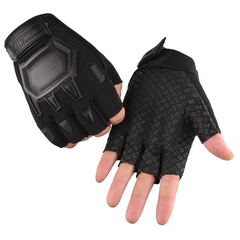 Fitness Gloves Half Finger Men's and Women's Outdoor Sports Riding Training Gloves Non-Slip Wear-Resistant Tactical Military Fan Protective Gloves