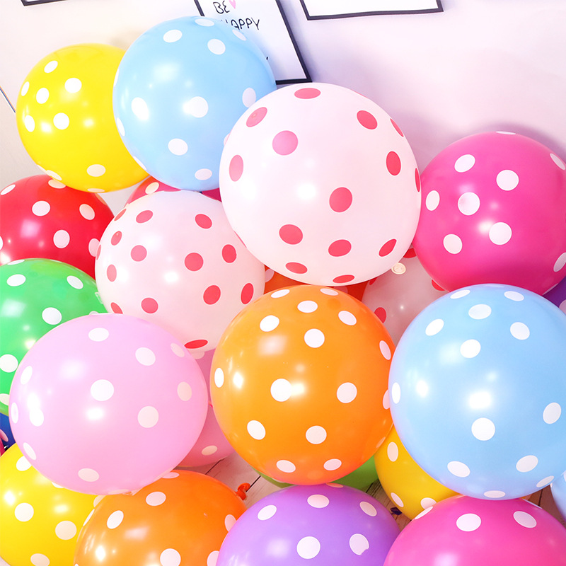 12-Inch Candy Color Polka Dot Rubber Balloons Birthday Party Company Celebration Activity Site Layout Rubber Balloons