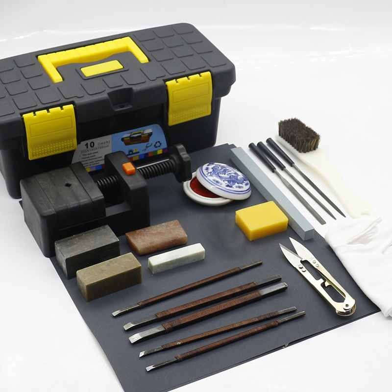 篆刻刀24件套 篆刻工具篆刻刀石料印章印床印泥印模初学者套装