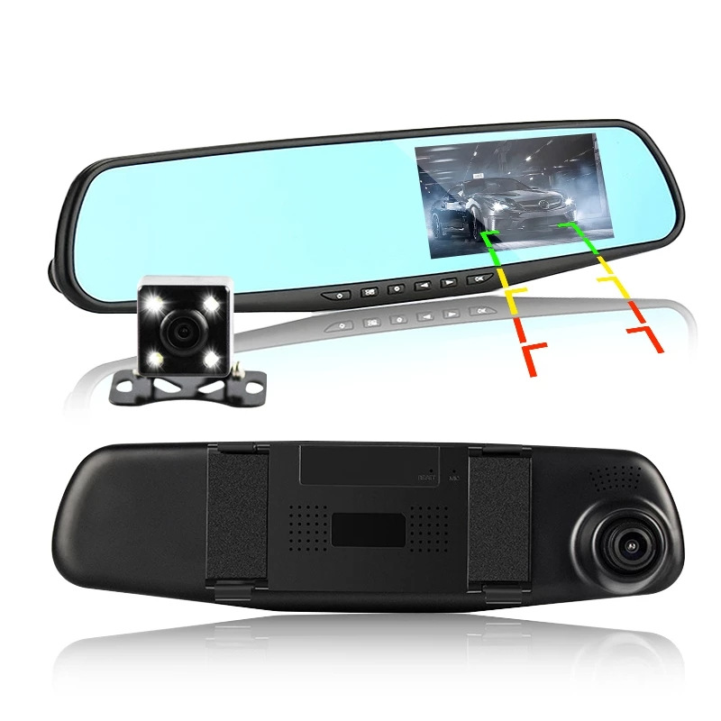 Rearview Mirror Automobile Recorder 4.19-Inch Reversing Image Wide Angle 1080P Blue Filter Night Vision Double Recording Driving Record