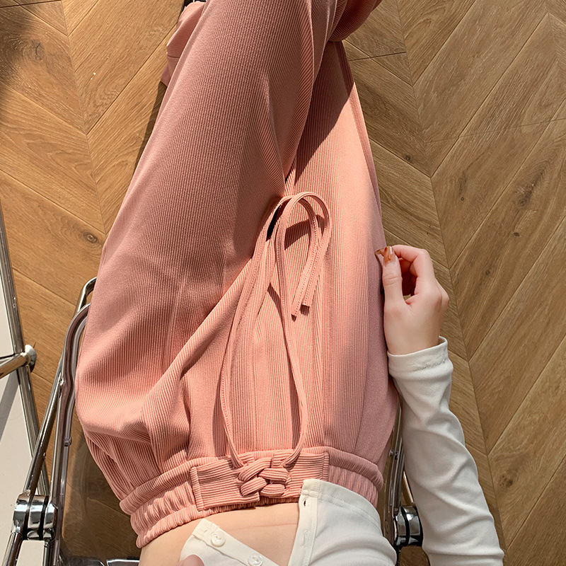 Spring/Summer New Drawstring Narrow Wide-Leg Pants Women's High Waist Straight Casual Pants Versatile Ice Silk Thin Mop Pants Women's