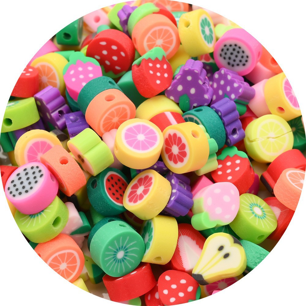 Factory Direct Cross-Border New Polymer Clay Fruit Smiley Face Heart-Shaped Cartoon Multiple Color Polymer Clay Children Suit DIY Decoration