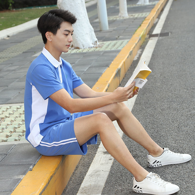 深圳校服中学夏季速干薄款套装男女统一高中短袖短长裤初中生跨境