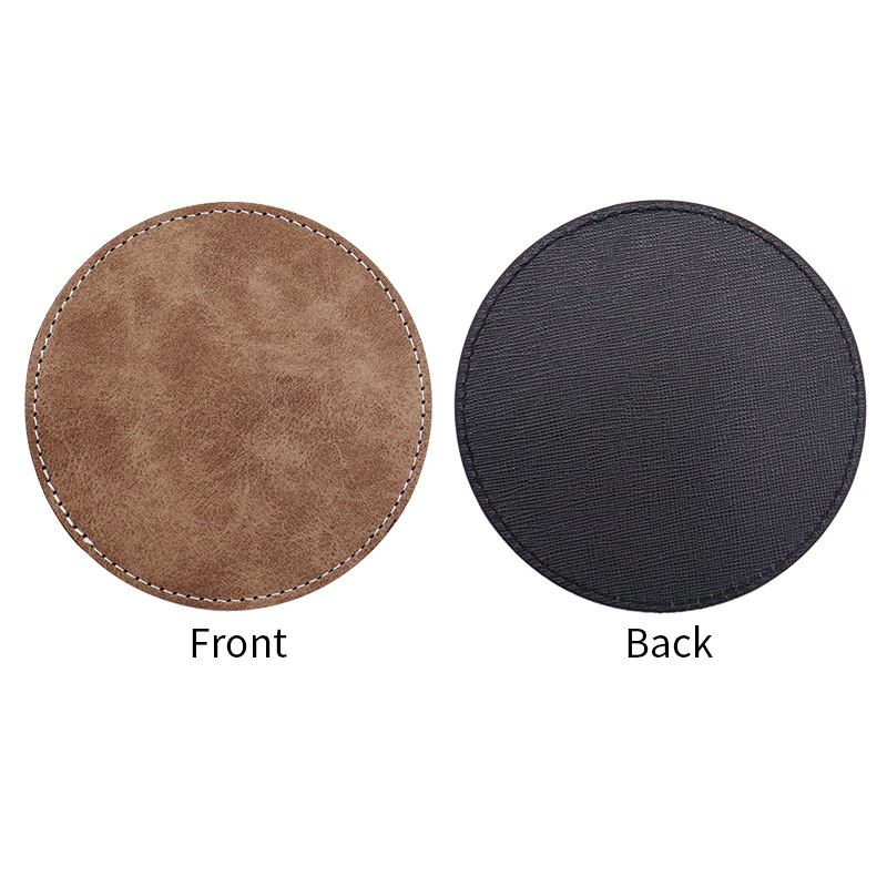 Color Leather Thermal Transfer Printing Pu Coaster Blank Material High Temperature Resistant PU Leather Sublimation Coaster Pure White Material