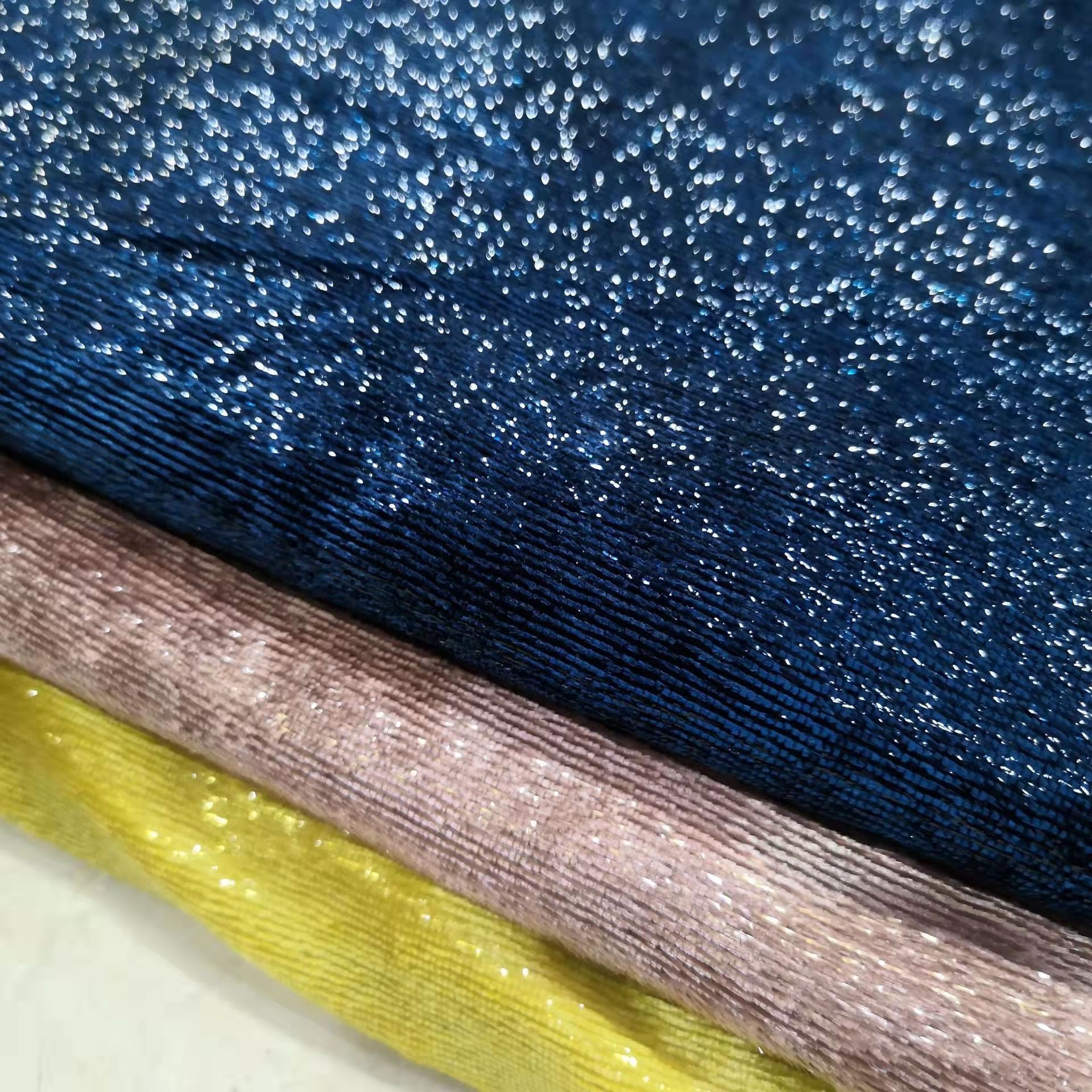 现货丝绒布时尚满天星亮晶晶银线闪光制衣手袋晚装礼服舞蹈裙面料