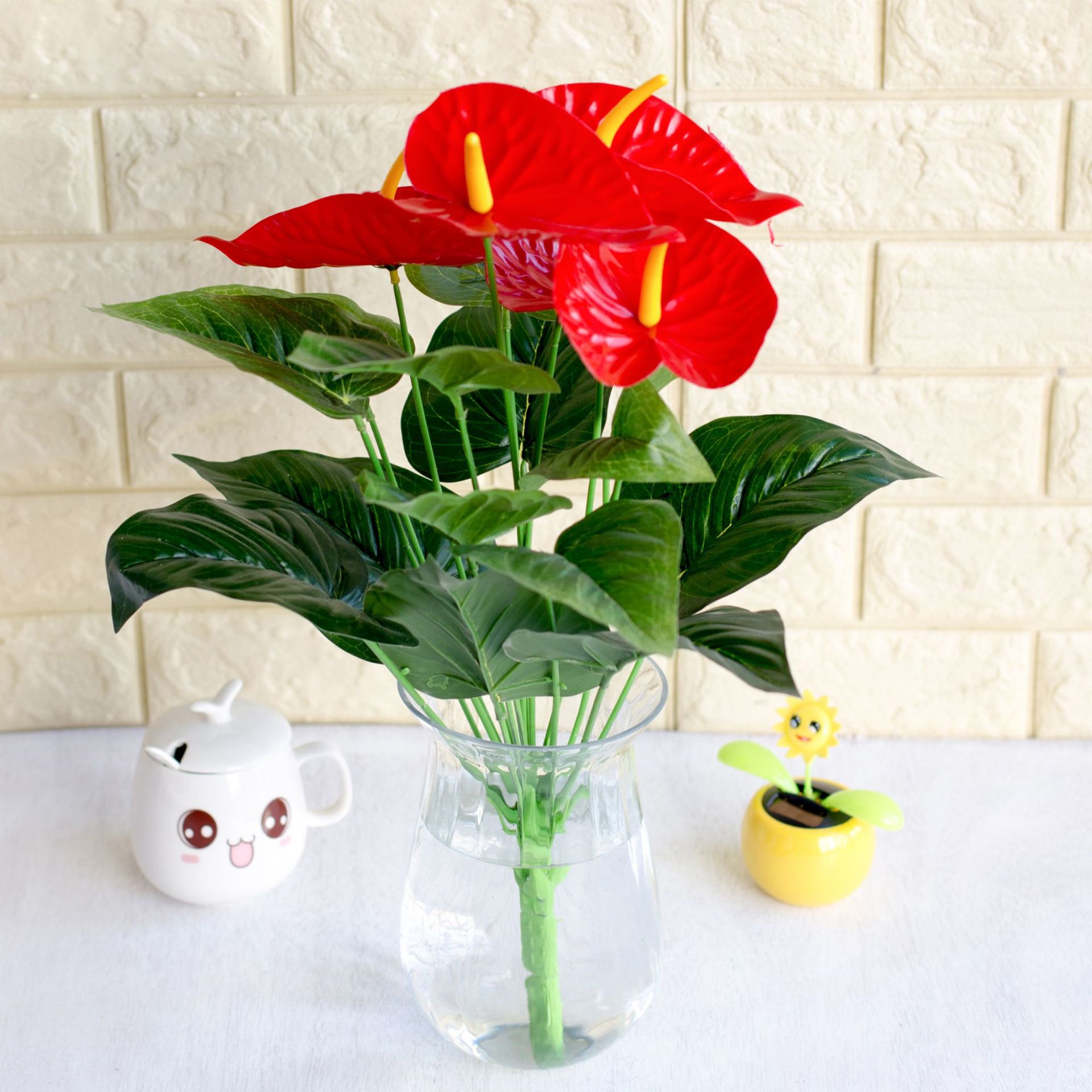 高仿真假花 自然主义 田园乡村 桌面/装饰18头大红掌