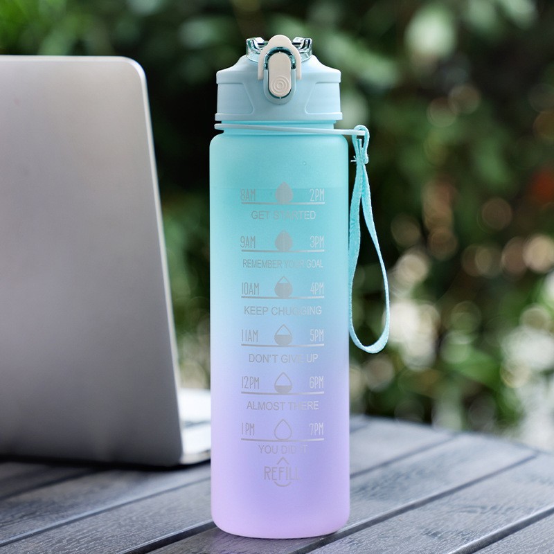 Medium Cup Gradient Water Bottle Amazon Cross Mirror E-Commerce Gradient Water Bottle Outdoor Frosted 750ml Sports Water Cup