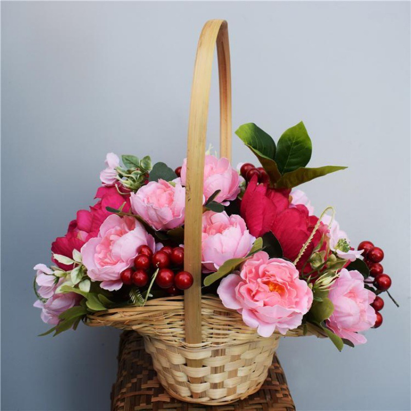 插花篮艺术舞蹈藤编花篮舞蹈道具手提篮广场舞花篮子竹编跳舞批发