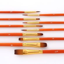画笔油彩刷人体彩绘化妆刷勾线刷平头刷水粉水彩油画笔10支装套刷