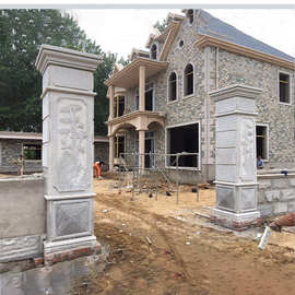 石雕门柱花岗岩柱子大理石罗马柱户外别墅庭院小区大门口雕塑摆件