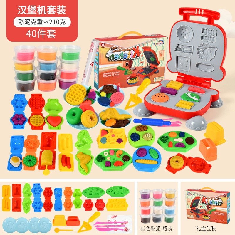 Fun Burger Colored Clay Noodle Maker Plasticine Toys Ultralight Clay Handmade Diy Making Colored Clay Mold Wholesale