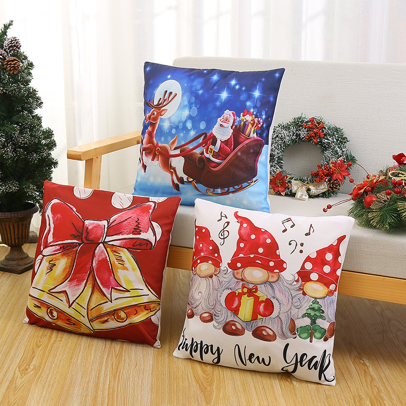 Spot Christmas Holiday Elements Pillow Cover Christmas Snowflake Throw Pillowcase Sofa Pillow High Color Fastness Can Be Used as Customer Pictures