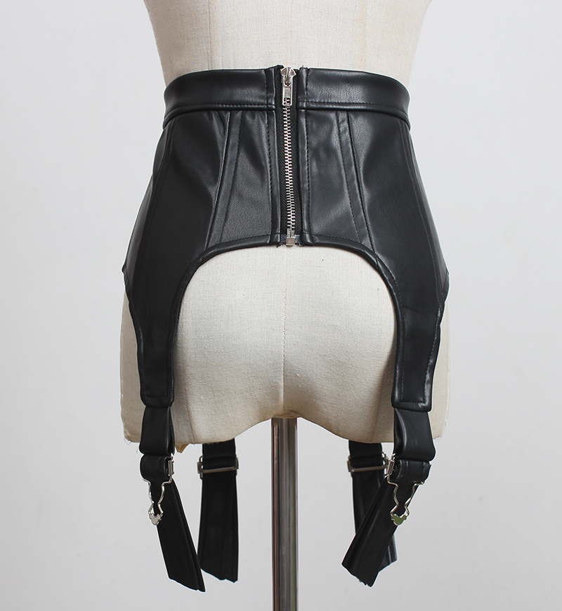 军工装帅气个性背带松紧腰封pu皮腰带女束腰中性时髦前卫外搭心机