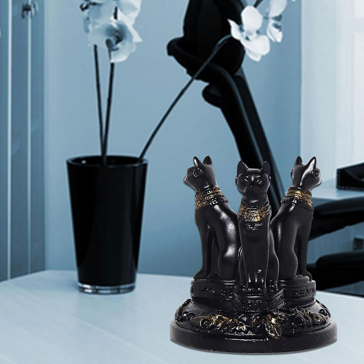 bastet cat goddess statues巴斯特猫女神雕像水晶球展示支架摆件