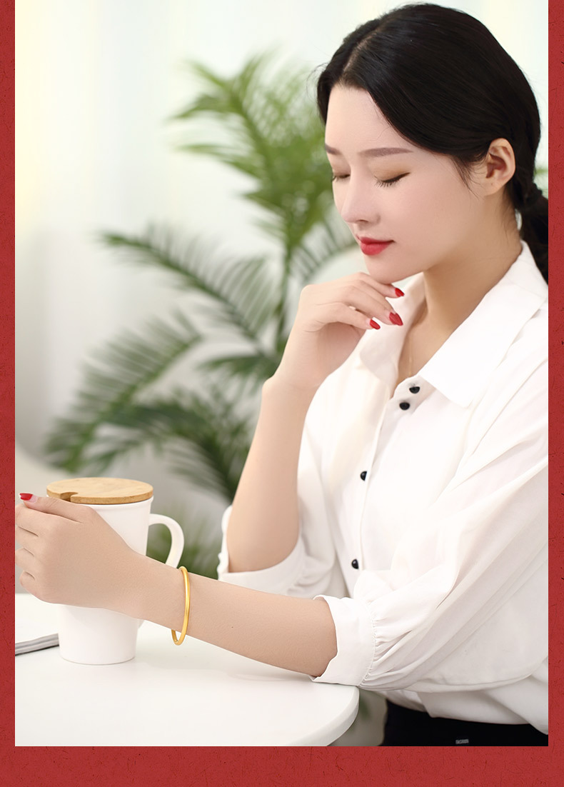 古法黄金手镯9999足金传承金镯子3d硬金时尚手环女结婚首饰计价