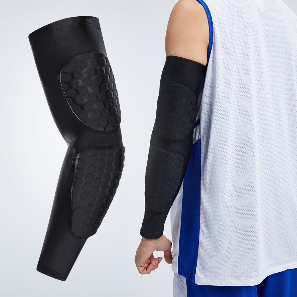 现货加长防撞高弹加压护肘蜂窝篮球护臂网球羽毛球护具可批发定制