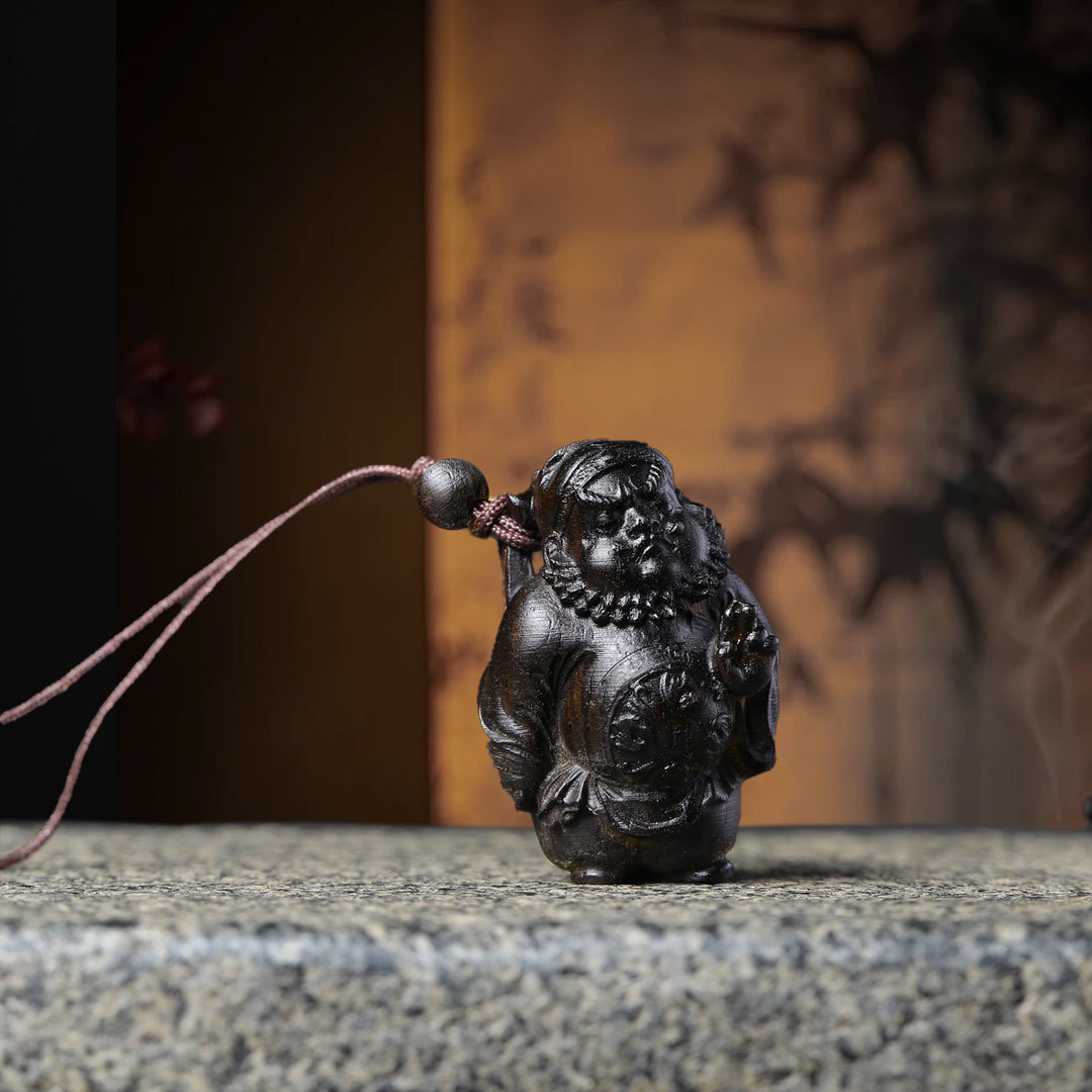 钟馗木雕小摆件沉香吊坠中国风汽车挂件钥匙扣手把件文玩饰品礼品