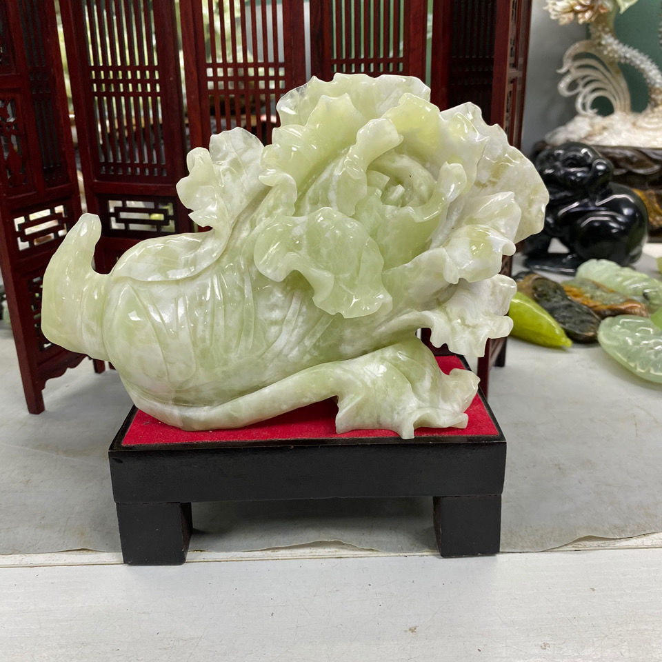 天然岫玉白菜摆件玉石 玉石白菜摆件 白菜玉石摆件 山水白菜 葫芦