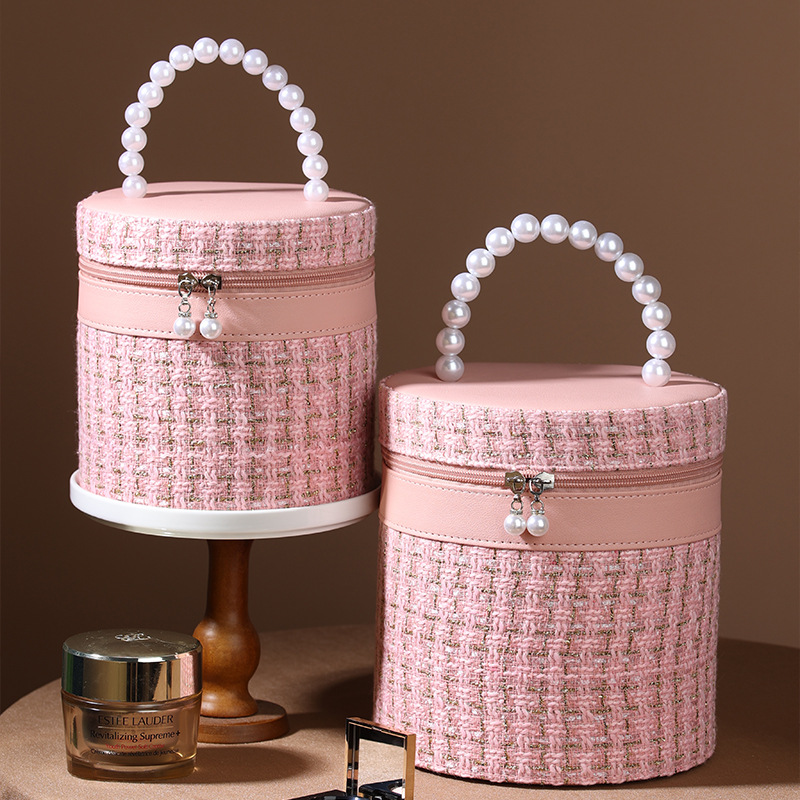 Factory Direct Sales Light Luxury Classic Style Large-Capacity Bucket Bag Cosmetic Case Storage Box Gift Wedding Portable Home