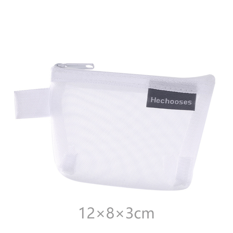 Simple Nylon Three-Dimensional Triangle Mesh Coin Purse Large Capacity Key Case Earphone Bag Coin Pocket Transparent Buggy Bag